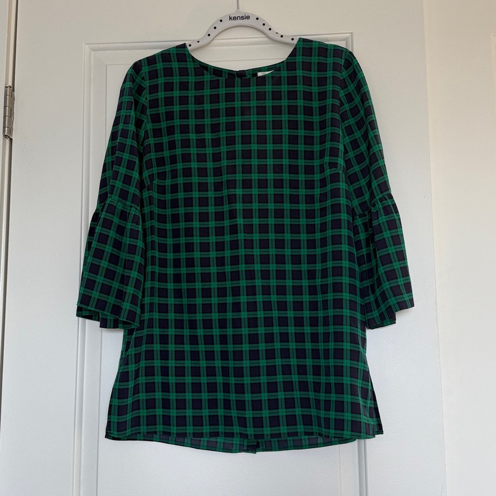 Tyler Boe Green Plaid Blouse